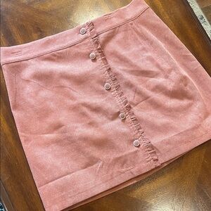 Pink Lily Button-Down Mini Skirt in Rusty Rose
